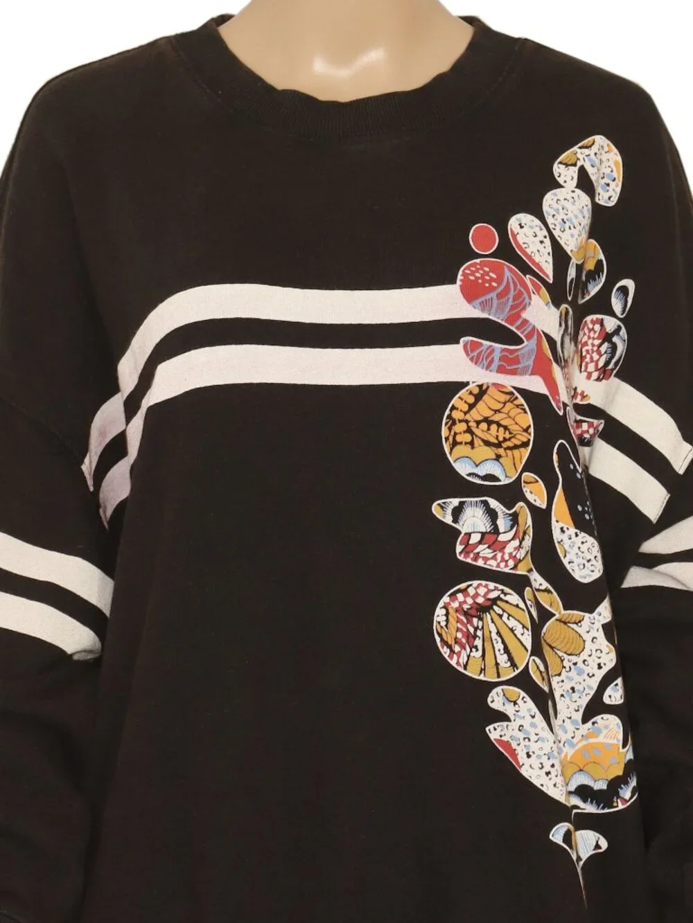 Free People All Star Buti Logo Pullover Graphic Ribbed Crew Neck Printed Top L